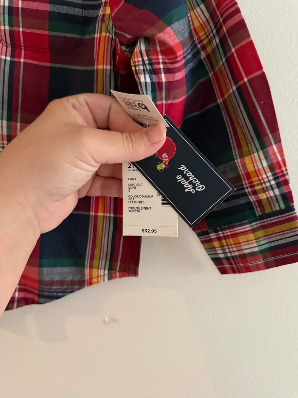 Gymboree Apple Orchard red plaid button down shirt 2t NWT Fall Toddler Boy